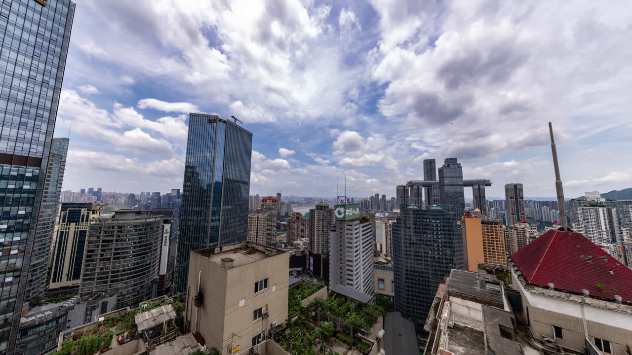 Timelapse of the amazing Chongqing city skyline from a high vantage point