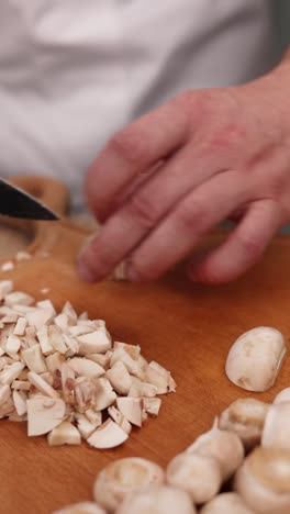 chopping mushrooms