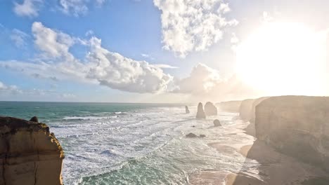 sunset view of ocean and cliffs