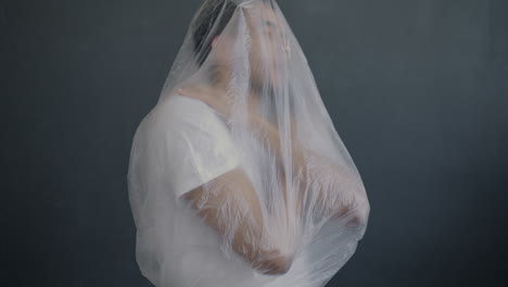 a person suffocated by plastic