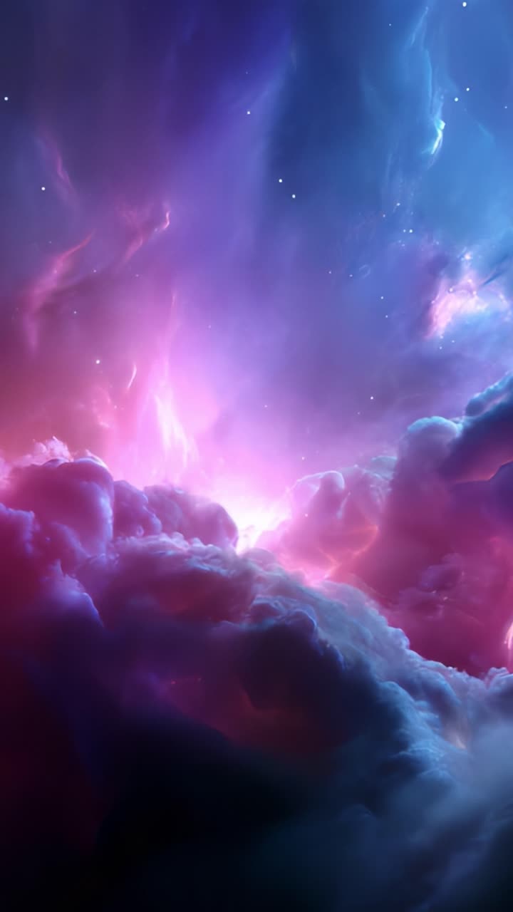 Vibrant Cosmic Nebula: A Journey Through Stellar Clouds and Celestial Colors Unleashing the Beauty of the Universe with Radiant Hues of Pink, Purple, and Blue in Astonishing Astral Displays