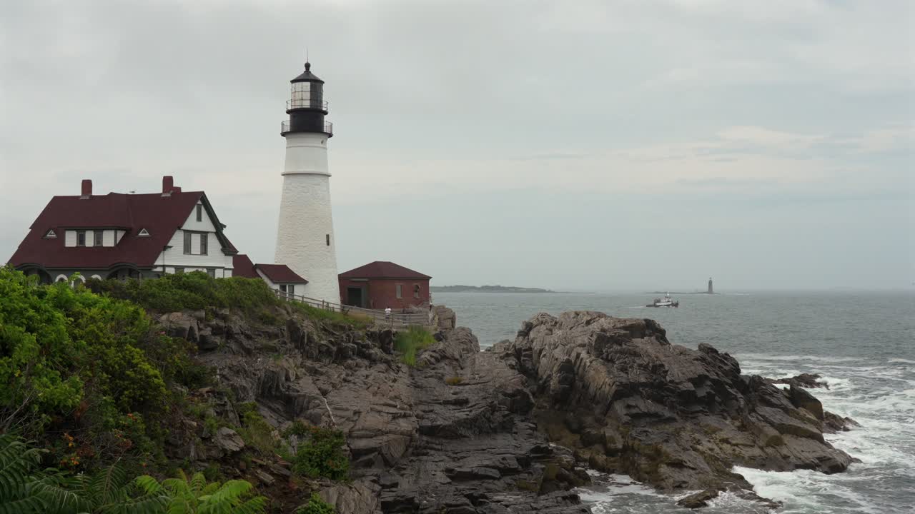 Portland Head Light Lighthouse on a Cloudy Day