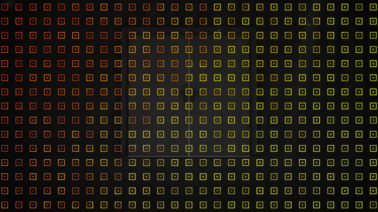 Animation of orange and yellow shapes over doors opening on black background