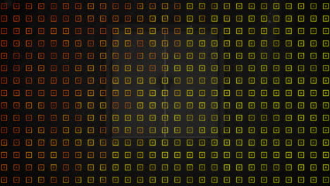 Animation-of-orange-and-yellow-shapes-over-doors-opening-on-black-background