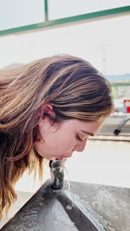 a simple pleasure: woman drinking cool water