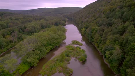 drone aerial of the susquehanna river in pennsylvania