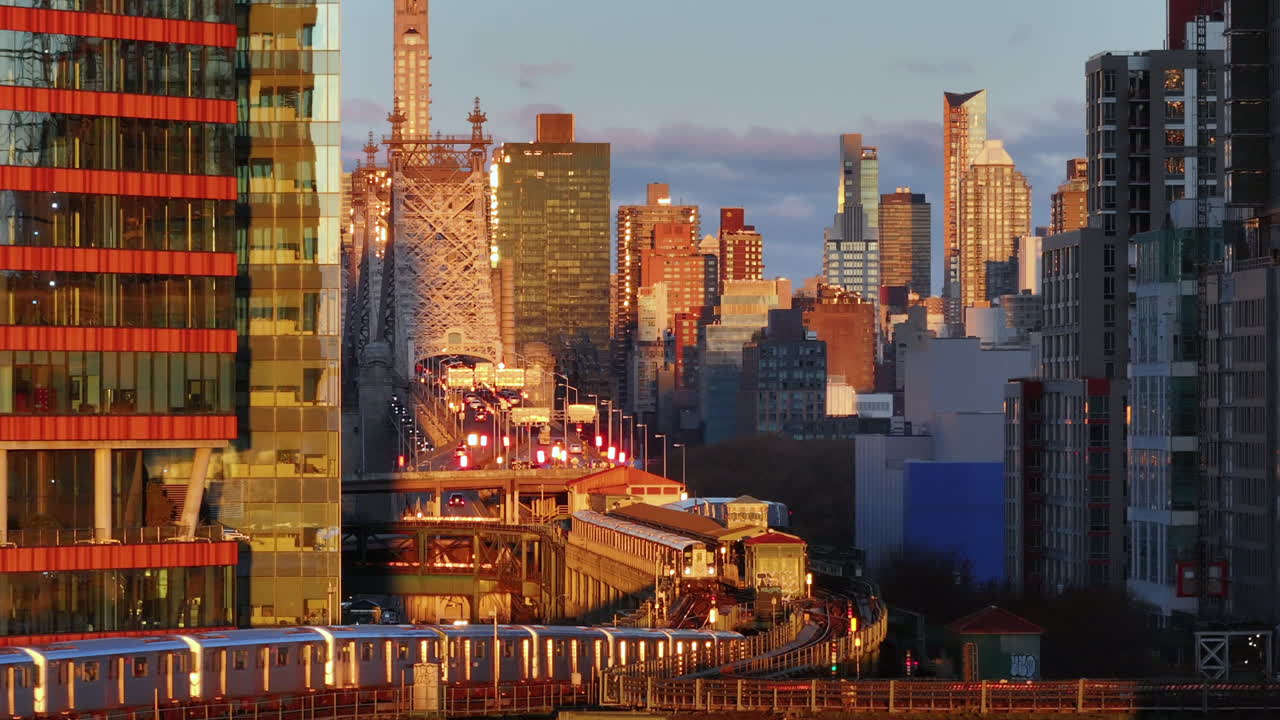 즈의 지하철의 공중 풍경, 뉴욕의 한 가을 아침에 찍은 사진