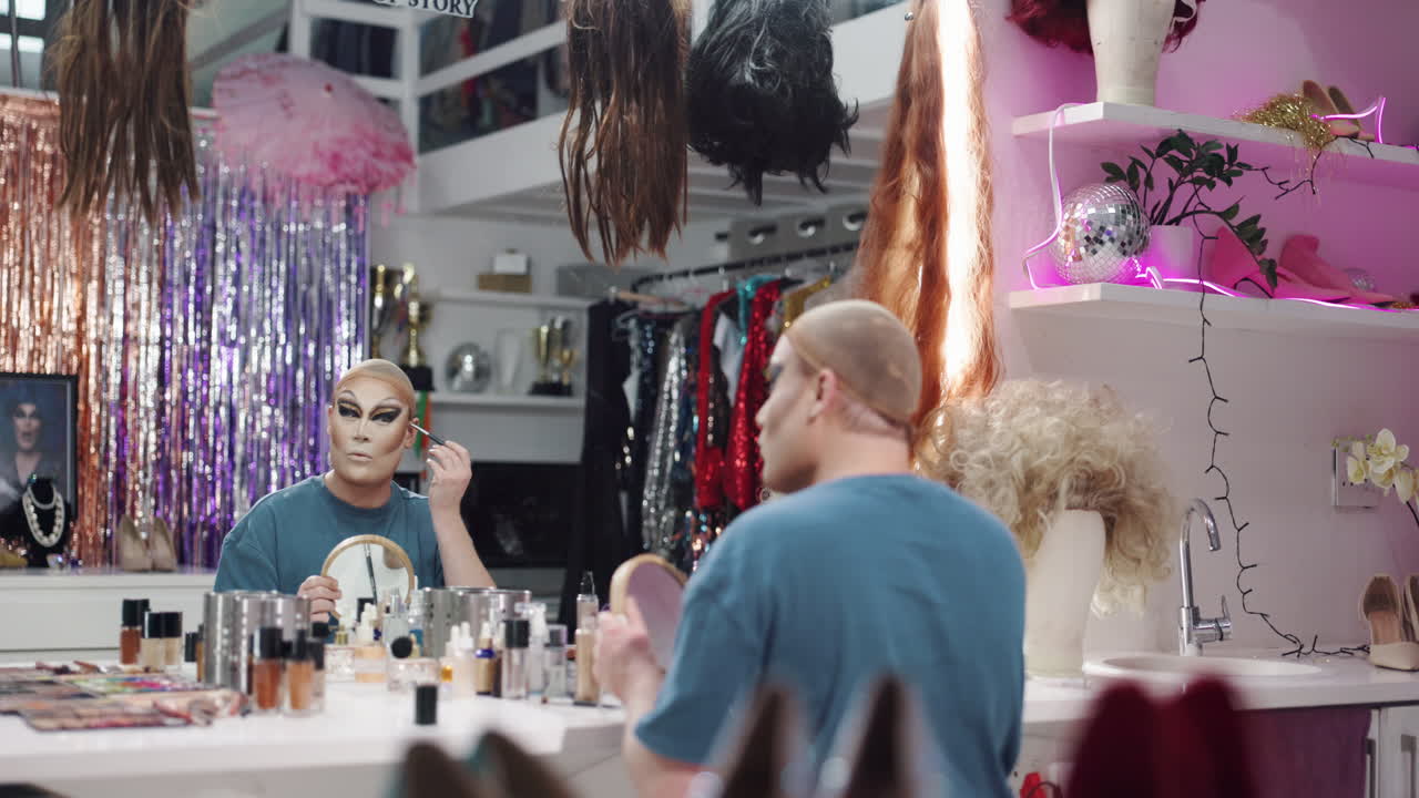 Drag Queen Getting Ready in Dressing Room