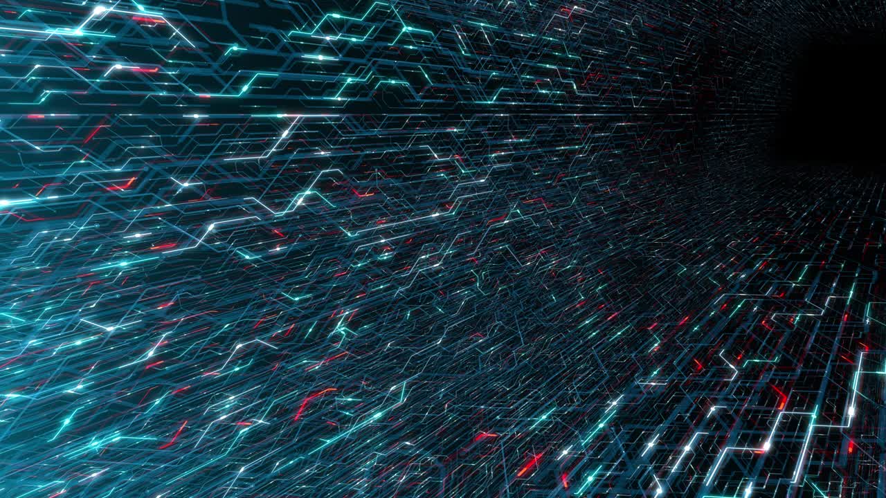 4K seamless loop abstract futuristic electronic circuit board.