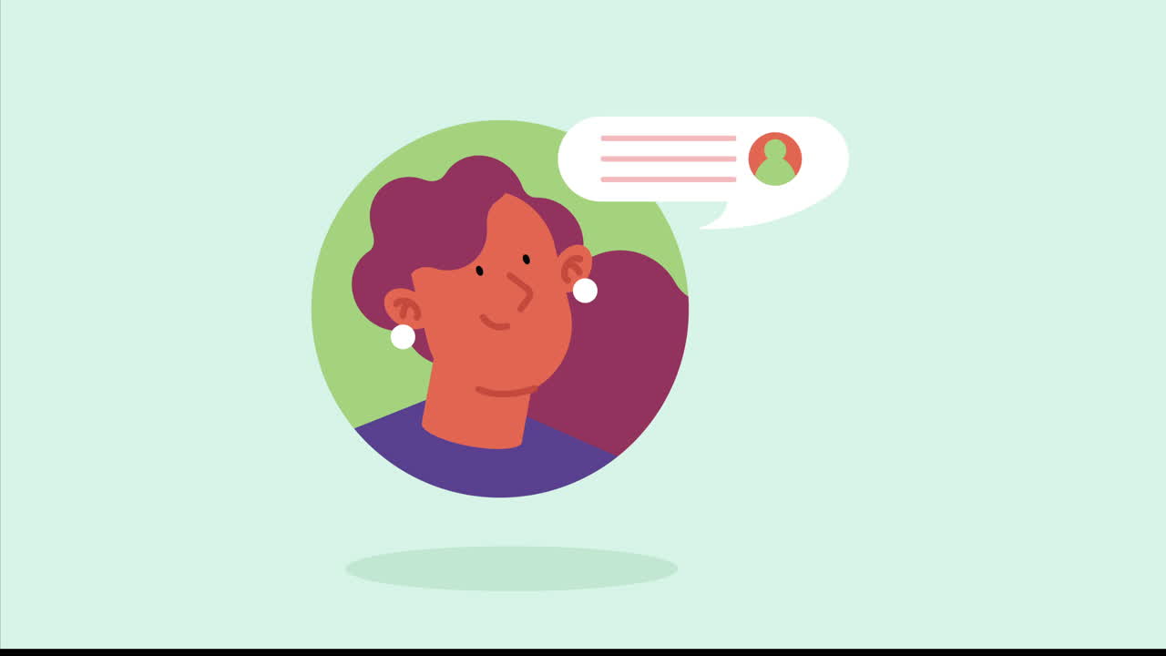 young woman profile character animation