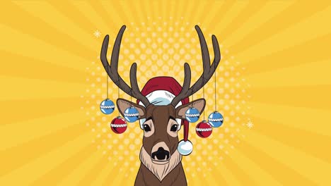 animación de arte pop de navidad con ciervos