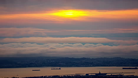 time-lapse of dramatic evening clouds moving over the san francisco cityscape