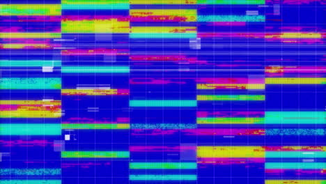 animation of screen with bright vibrant glitch stripes flickering in seamless loop