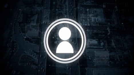 animación de iconos de personas y procesamiento de datos digitales a través de servidores informáticos