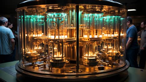 innovative technology display in a laboratory during evening hours
