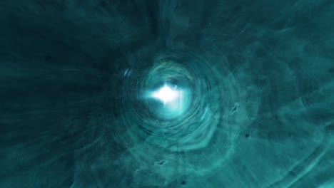 la animación 3d vuela a través del túnel de nubes del océano azul verde oscuro. vórtice de agujero de gusano de tiempo abstracto. bucle sin costuras 4k para tráiler de título de ciencia ficción.