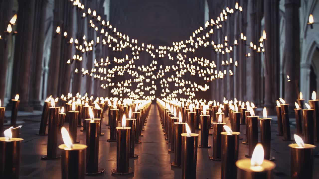 Parıldayan Avizelerle Heybetli Katedral İçi