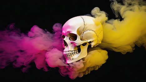 skull with colorful smoke