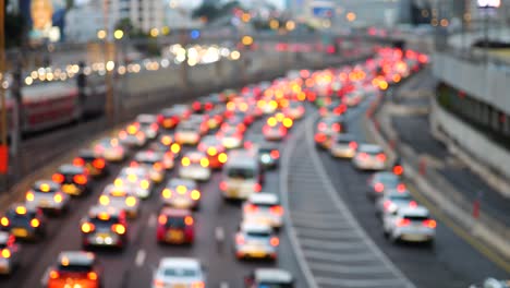 illuminated lit headlights of ayalon highway tel aviv