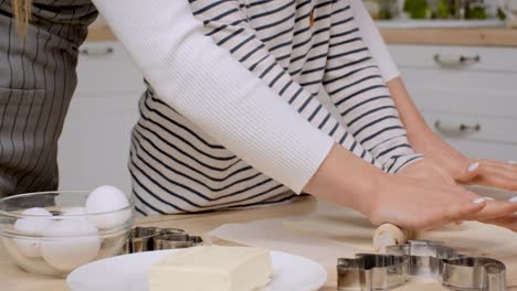 mother and child baking cookies