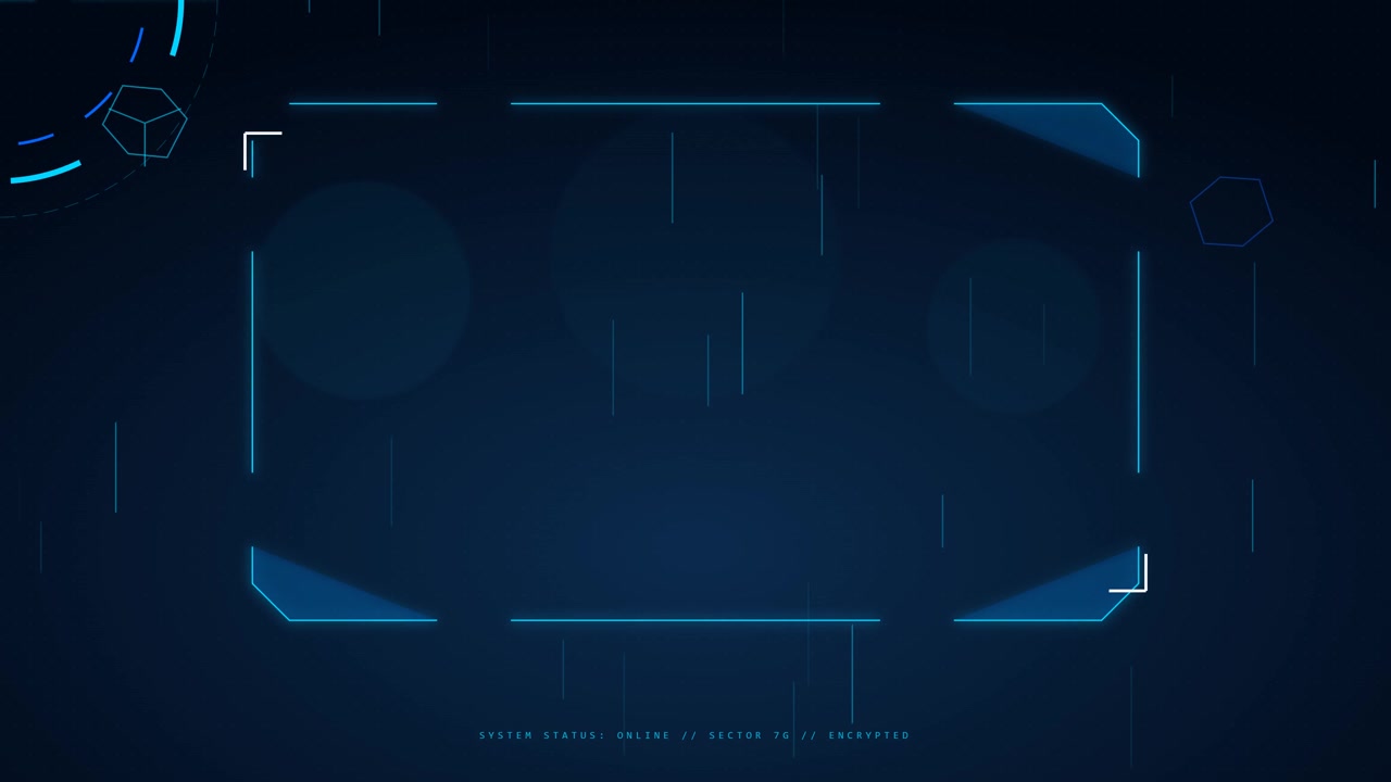 Futuristic Digital HUD Interface with Glowing Blue Geometric Elements