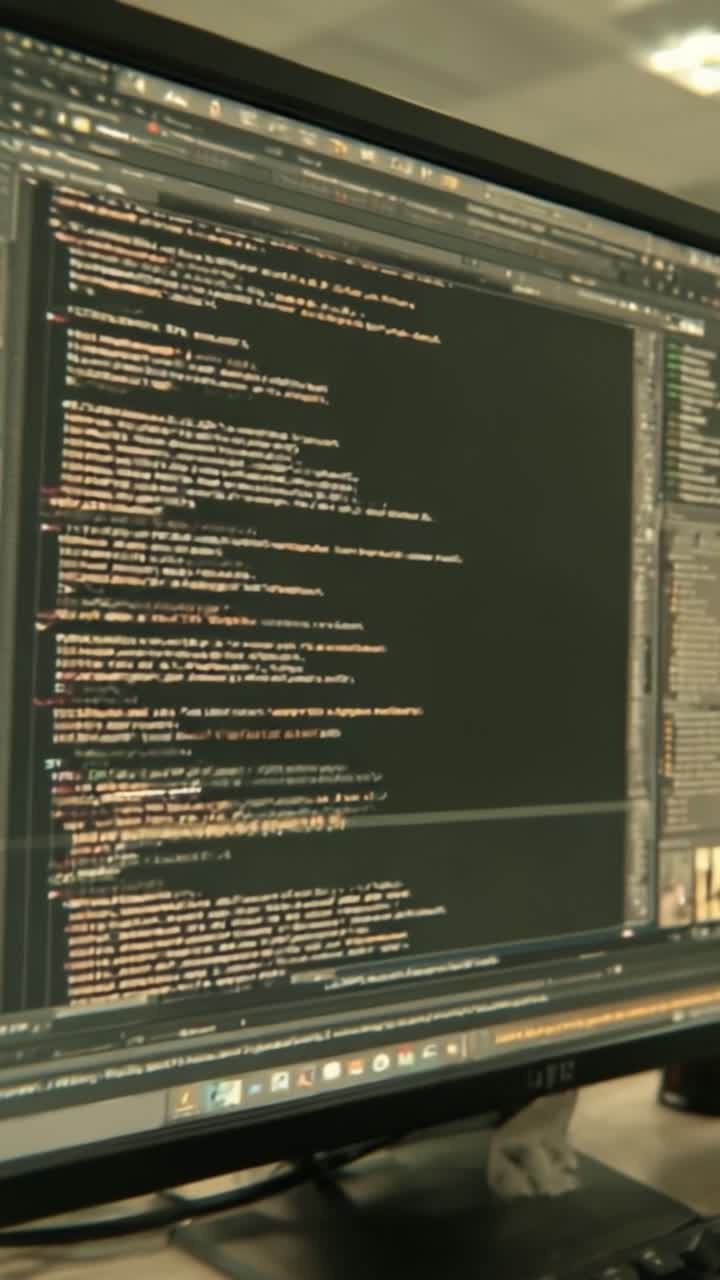A Glimpse into Programming: Analyzing Complex Code Structures on a Computer Screen, Highlighting Syntax and Debugging Techniques in Action