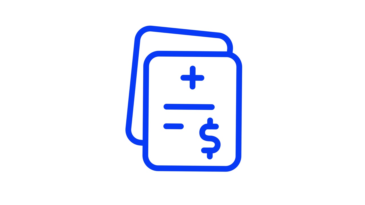 Animated Financial Document Icon with Plus and Minus Signs