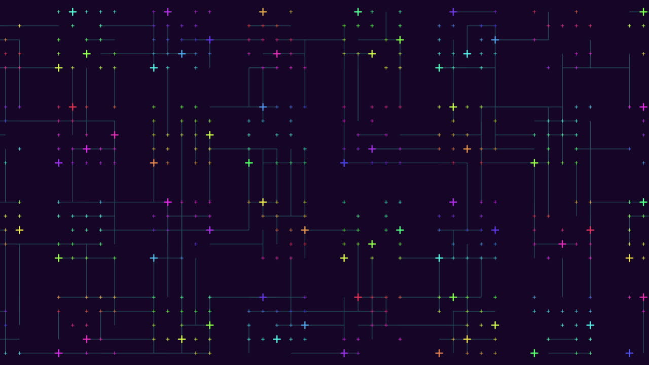 어두운 배경 에 있는 색 의 선 들 의 복잡 한 격자