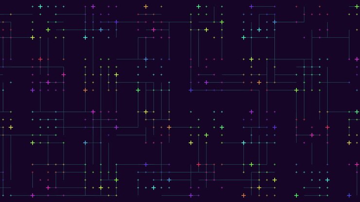Intricate grid of colored lines on a dark background
