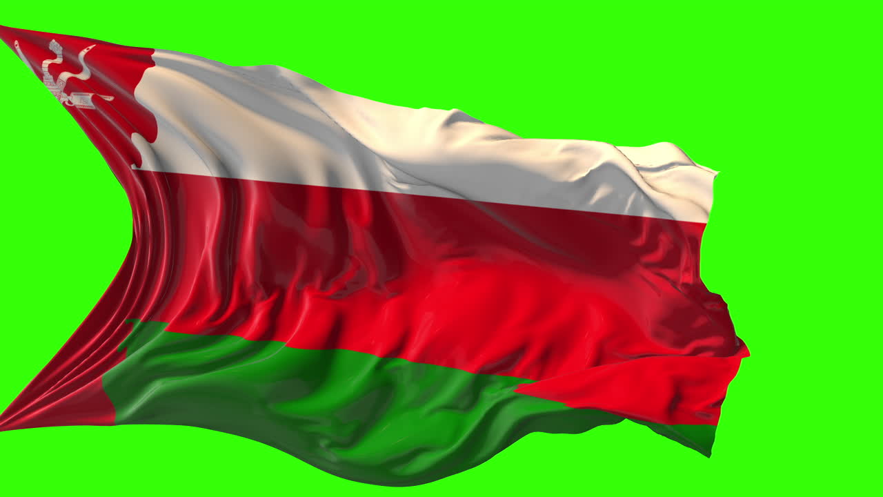 Waving Flag of Oman on Green Screen Background