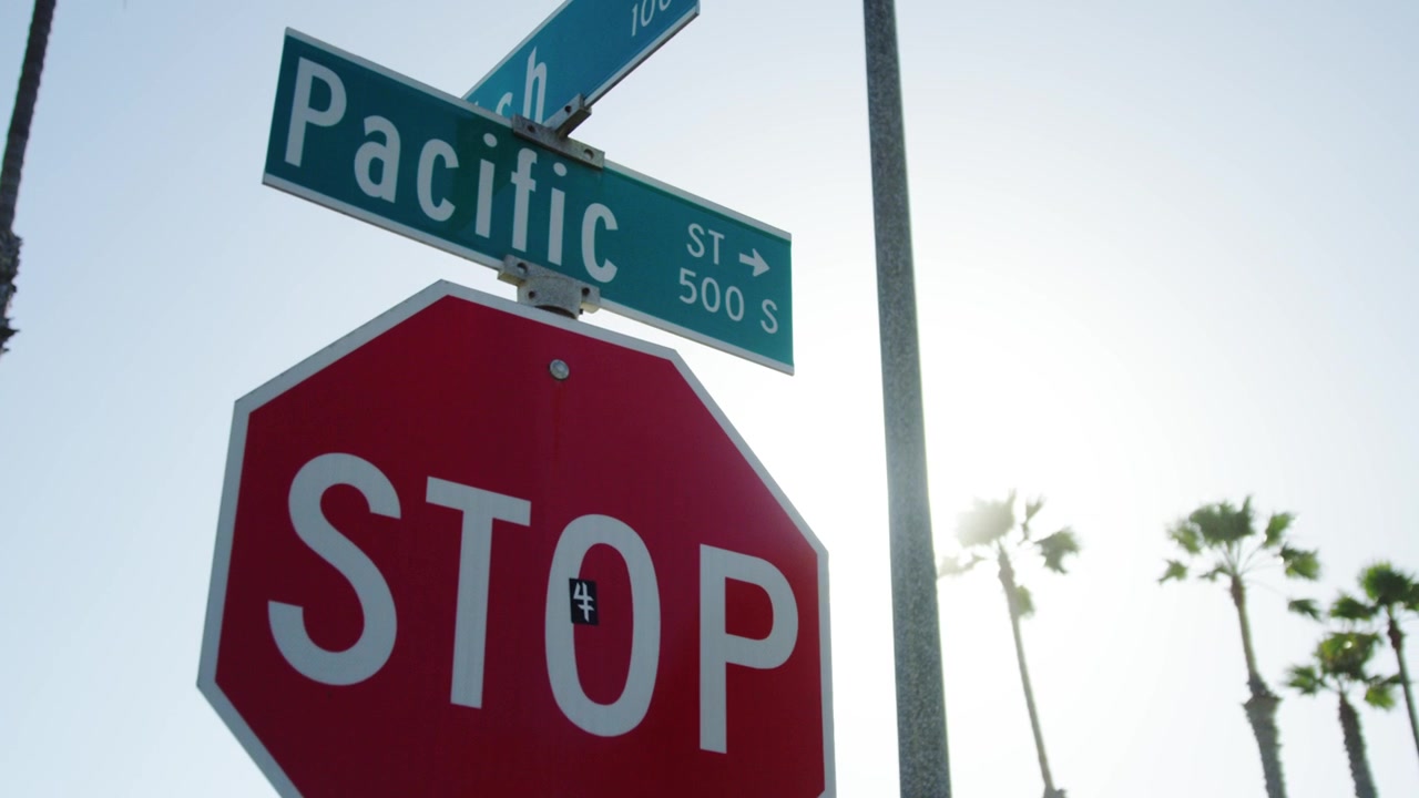 Intersection of Ash Street and Pacific Street in Oceanside, California