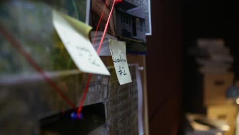 evidence board with sticky notes
