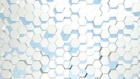 fondo en bucle abstracto de hexágonos móviles en orden aleatorio