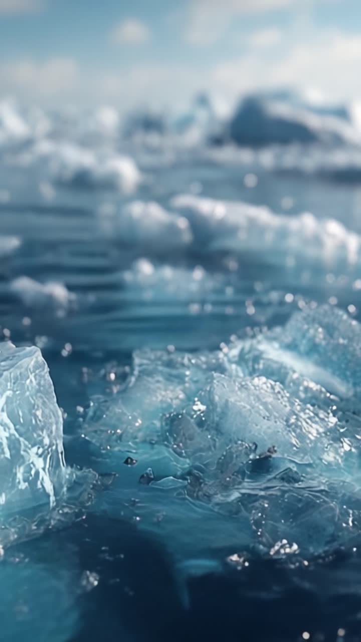 Captivating Icebergs Floating on a Serene Ocean Surface with Reflective Light and Gentle Waves, Showcasing Nature's Frozen Beauty in a Tranquil Environment