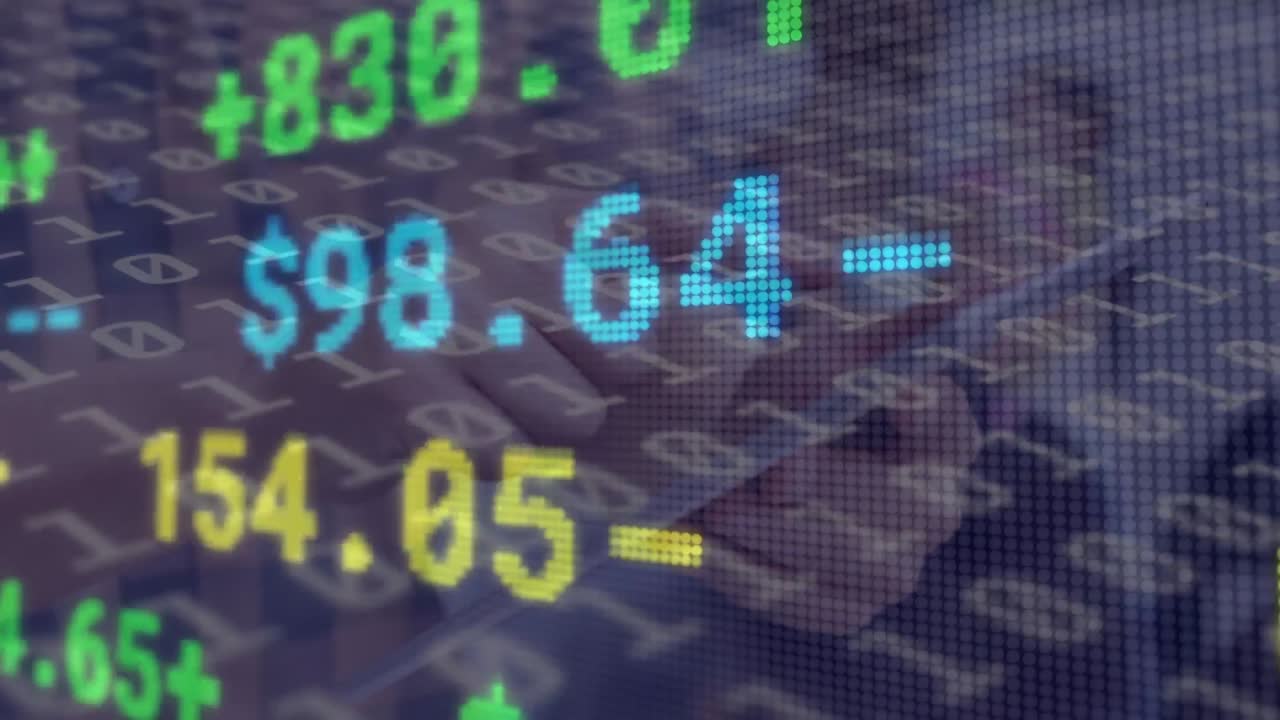 Animation of financial data processing over binary coding