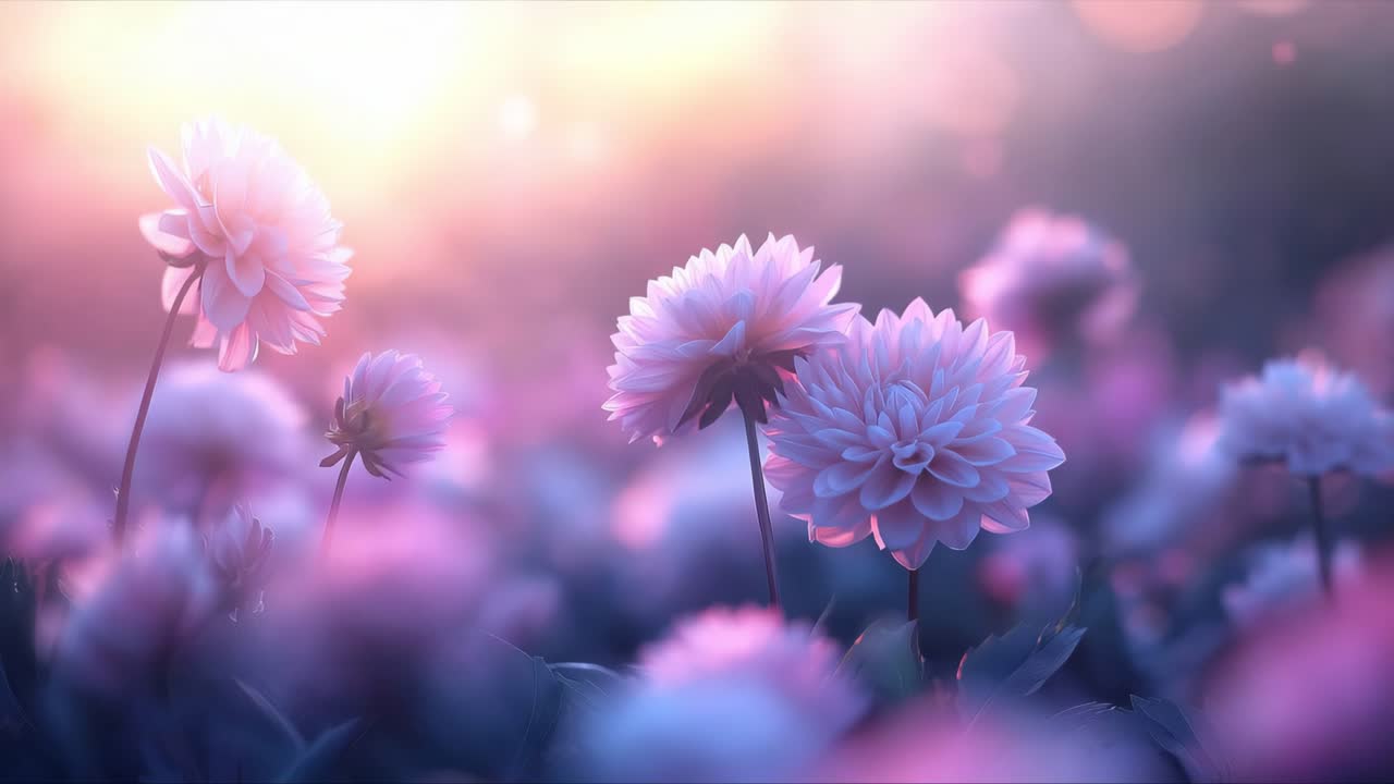 Delicate pink flowers in soft focus