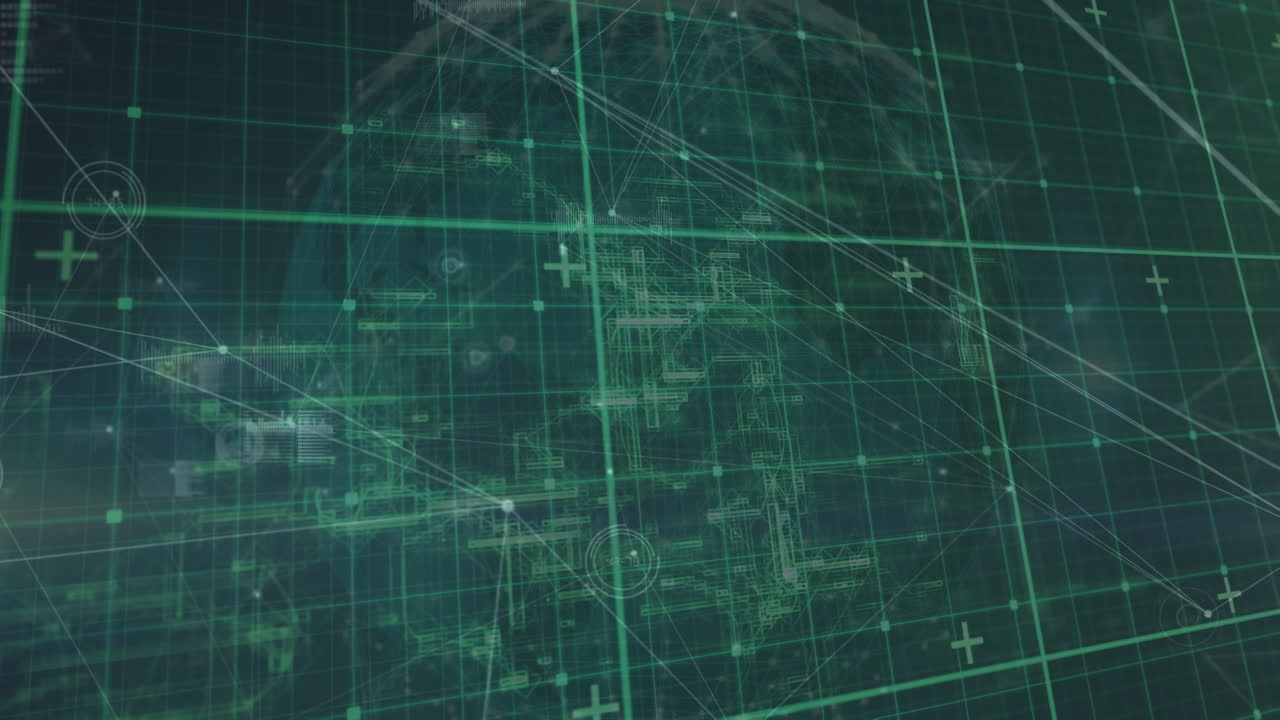 파란색 배경 위의 데이터 처리 애니메이션