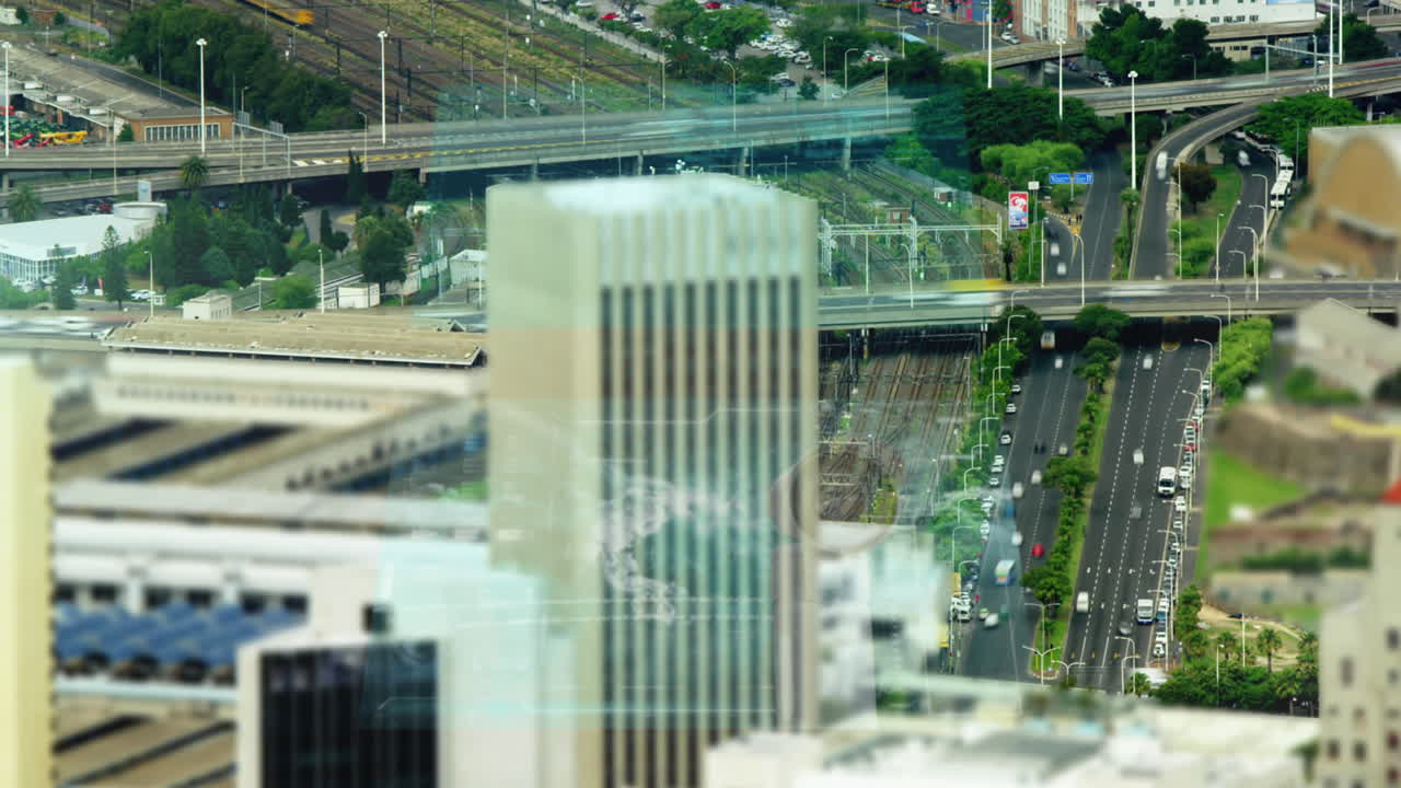 도시 풍경 위의 통계 처리의 애니메이션