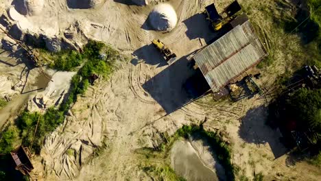 Sand-extraction-plant-at-sunny-day.-Birds-eye