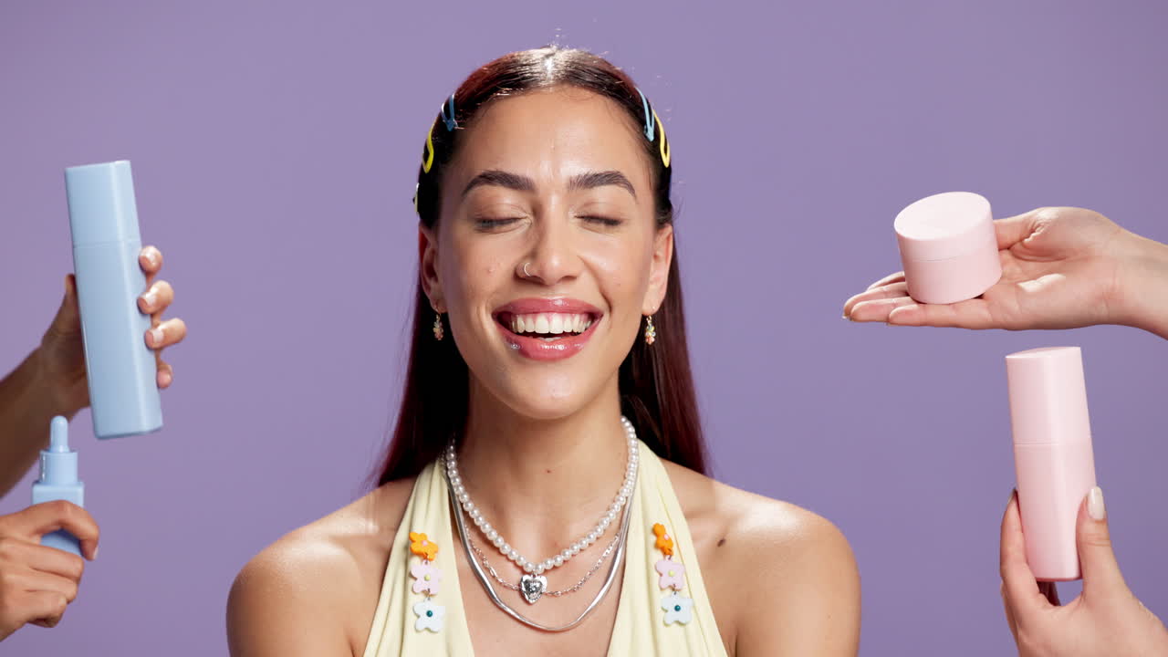 Woman with Skincare Products