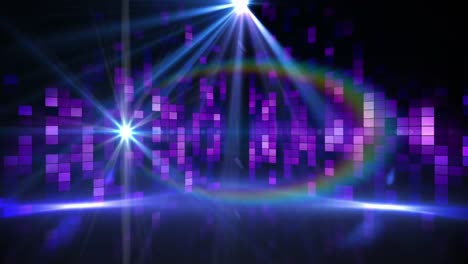 animación de luces azules que se mueven sobre un ecualizador de música púrpura brillante
