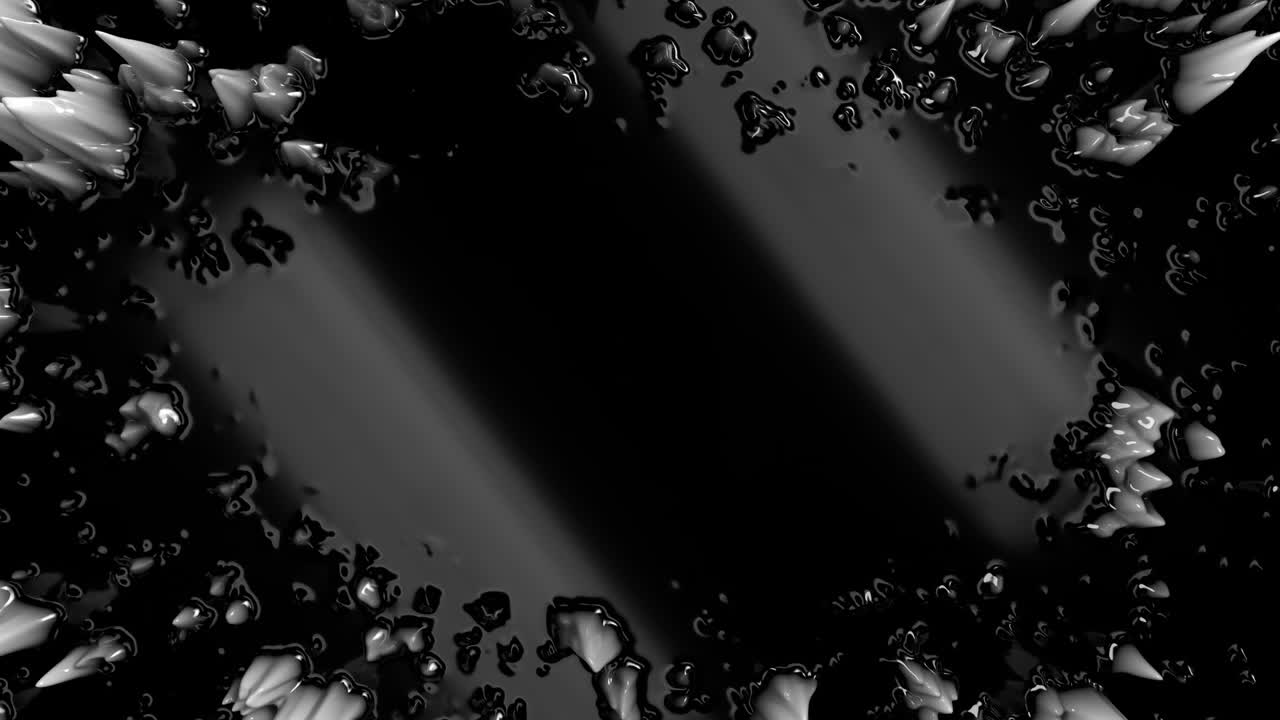 Black and white ferrofluid animated background with copy space
