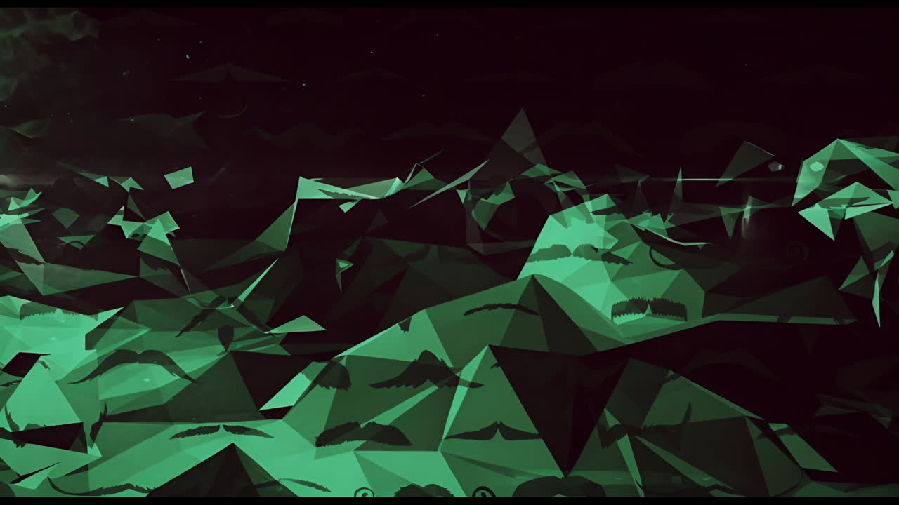 Abstract Green Polygonal Background with Mustache Pattern