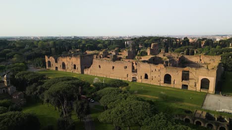 Birds-Eye-View-of-Baths-of-Caracalla-in-Rome,-Italy