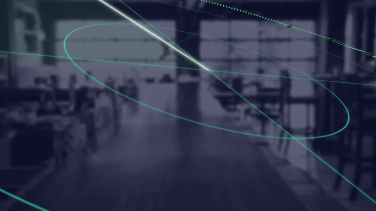 animación de escáner redondo escaneando contra la oficina vacía