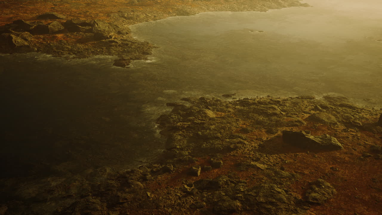 el río fluye desde un lago de montaña