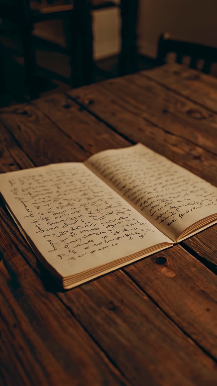 Libro aperto su tavolo di legno