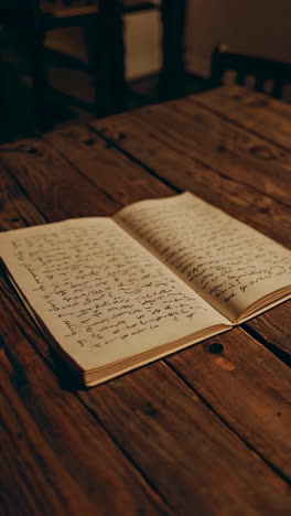 open book on wooden table