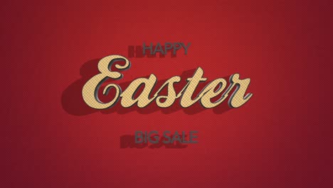 texto retro de feliz pascua sobre textura vintage roja al estilo de los años 80