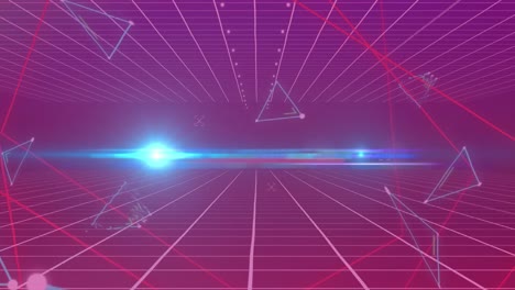 animation of triangles and lines over purple background